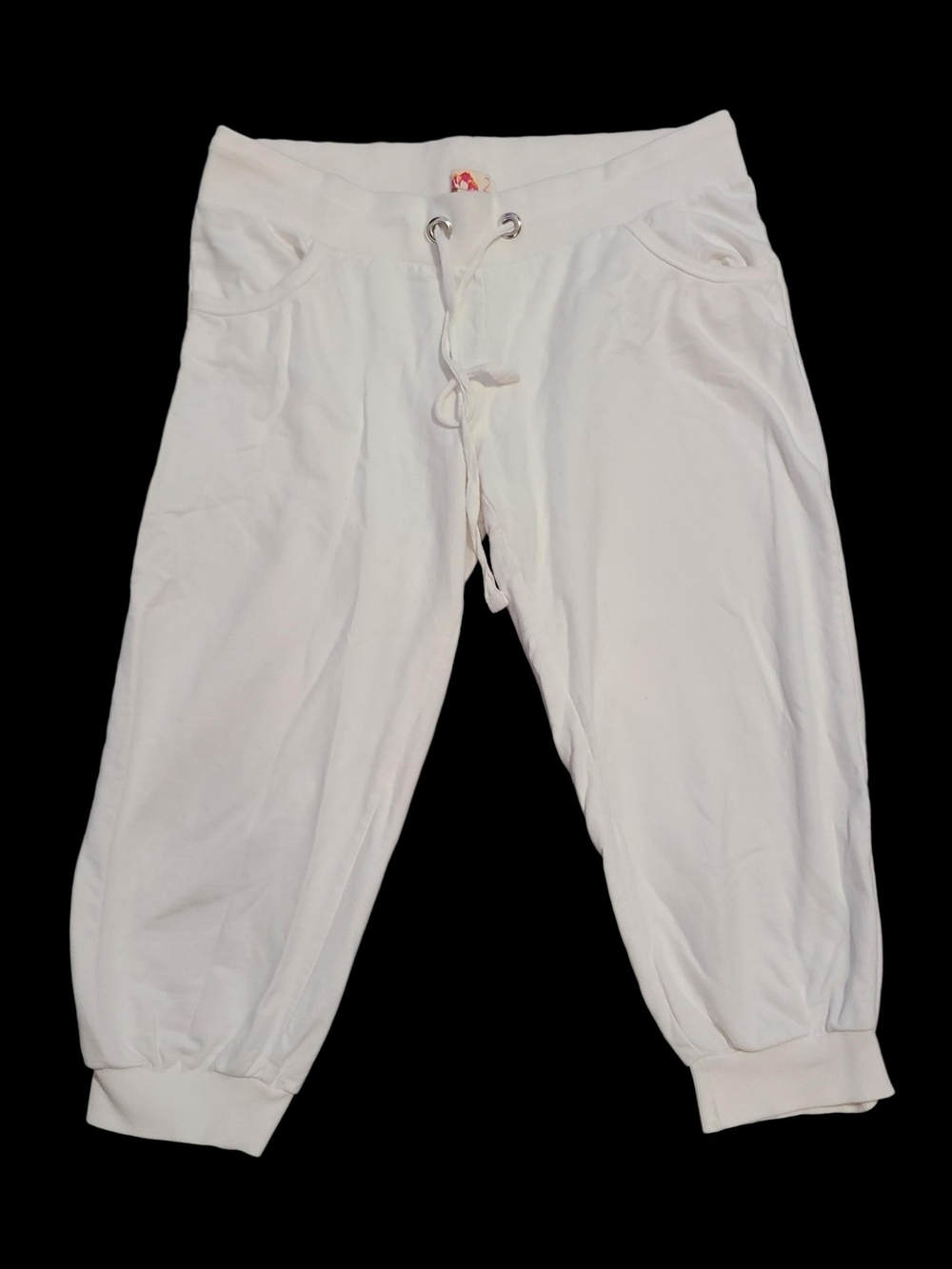 Forever 21 White Cropped Drawstring Track Joggers